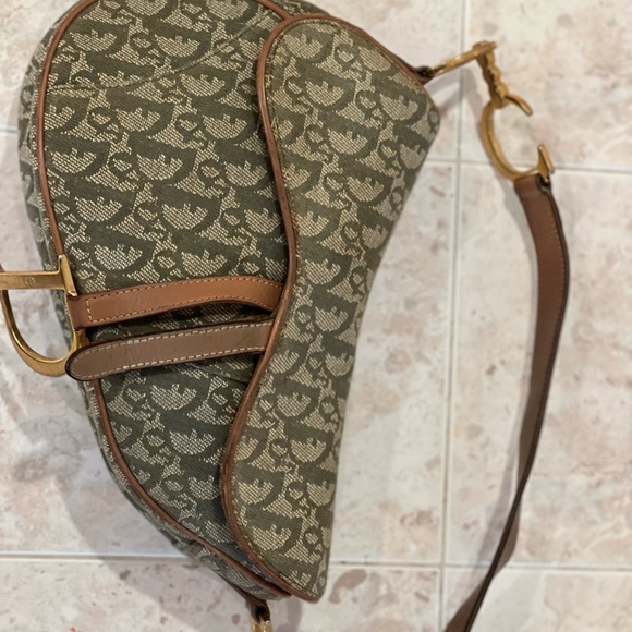 Dior Bags Vintage Dior Saddle Bag Green Tan Beige Poshmark